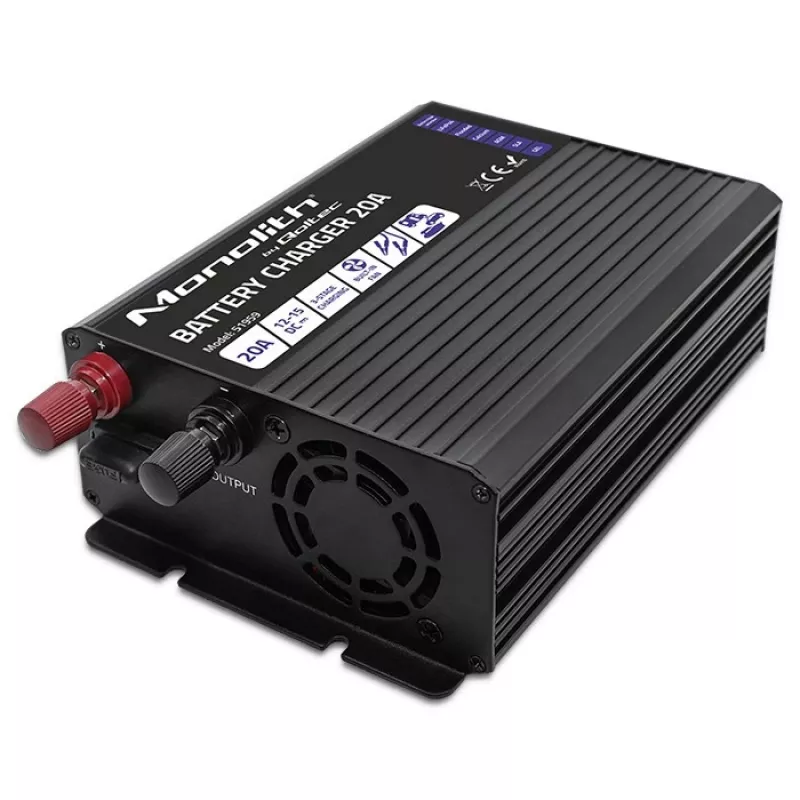 Ladegerät QOLTEC Monolith 20 A 12 V für LiFePO4-, AGM-, GEL-, SLA-Batterien
