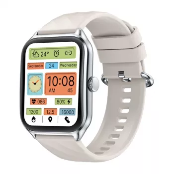 Smartwatch Zeblaze GTS 4 — 1,94 Zoll (4,93 cm) AMOLED 466×466 px, Touchscreen, Wi‑Fi, Metallgehäuse, Silikonarmband (Weiß)