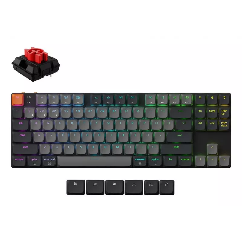 Mechanische Tastatur Keychron K1X-B1, 80% (87 Tasten), USB + Bluetooth, QWERTY Englisch, Grau, RGB-Hintergrundbeleuchtung