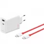 Netzteil ONEPLUS SUPERVOOC 120W Dual-Port-Kabel-Ladegerät, 120 W Gesamtleistung, 1x USB-C + 1x USB-A, 100–240 V, 145 g, weiß