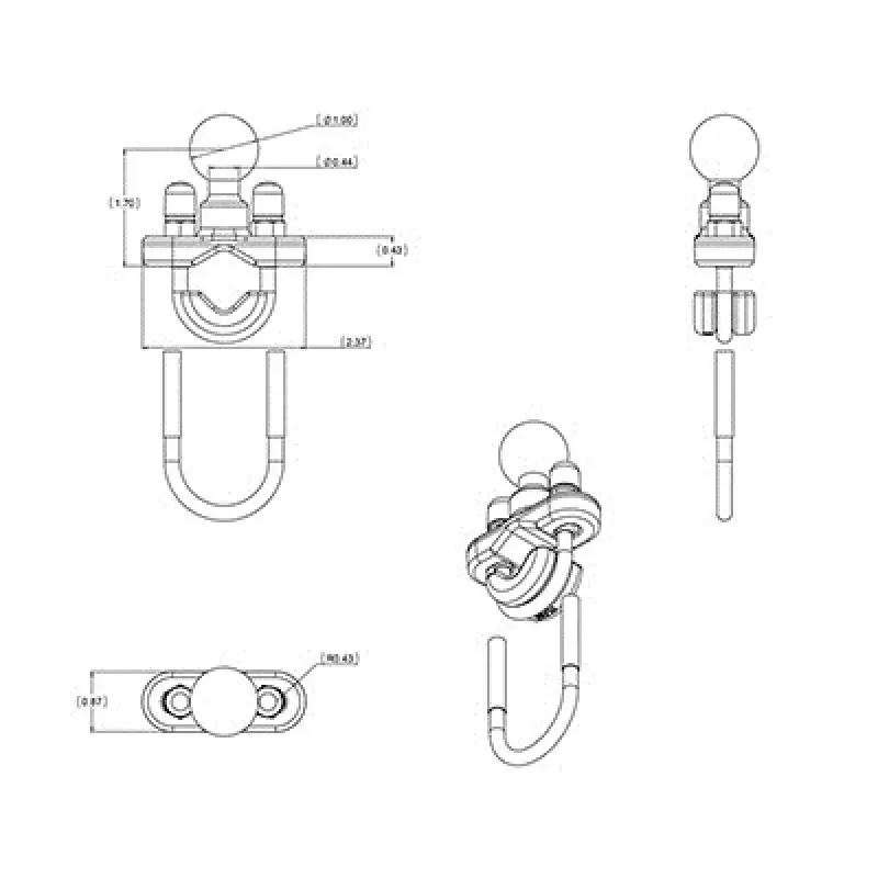 Lenker-U-Bügel-Basis RAM Mounts RAM-B-231ZU