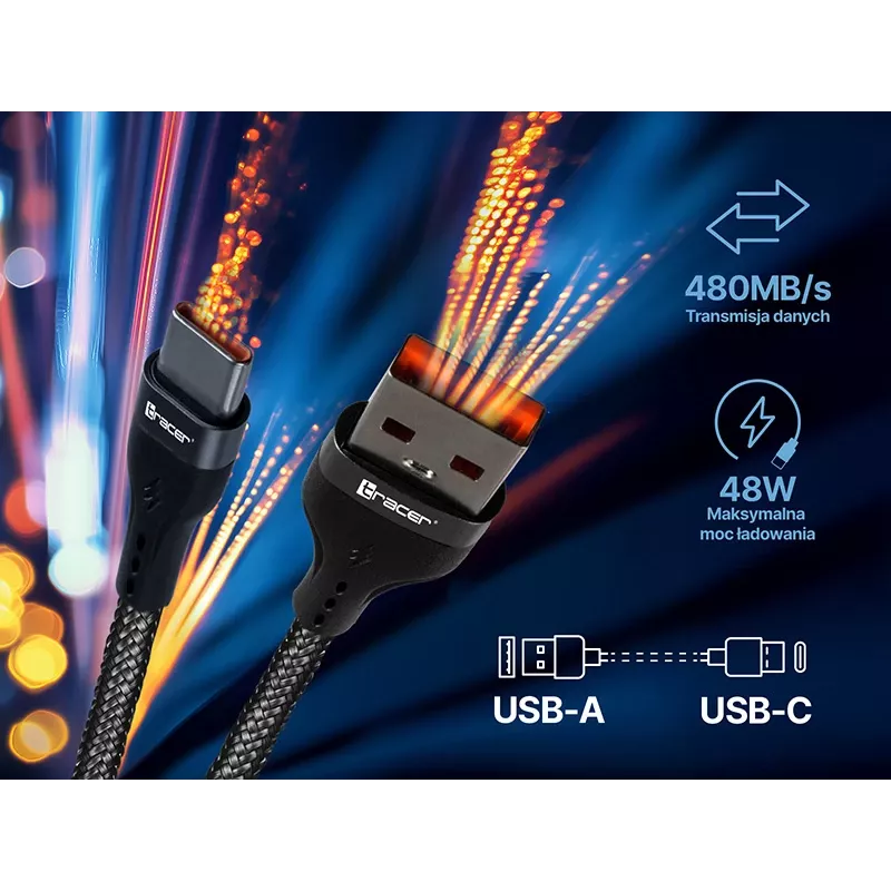 Tracer 47486 USB A - Lightning M/M 1m Kabel Rot