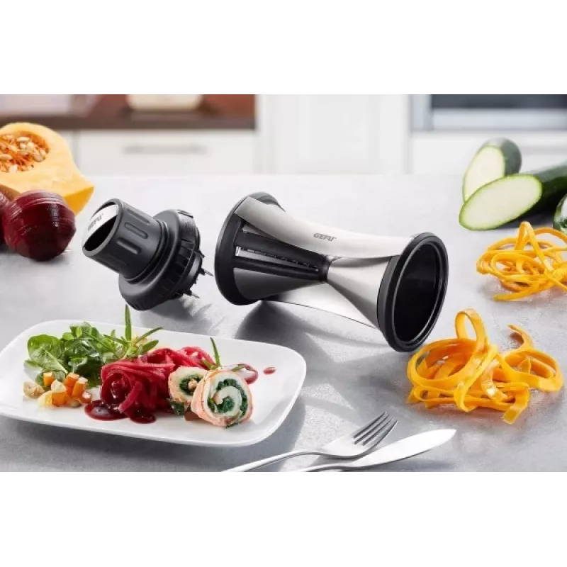 Spiralschneider GEFU SPIRELLI XL 13700 — für Gemüse Ø bis 6,5 cm, zwei Spiralbreiten 4,5 mm & 8 mm
