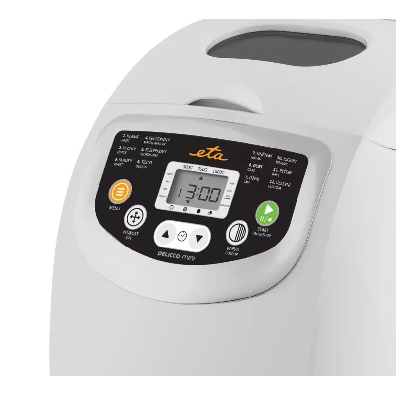 Brotbackautomat ETA DELICCA 600 W, max. 1 kg Laib, Weiß, Programme: glutenfrei, süß, weiß, Vollkorn