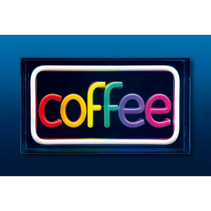 Neon LED-Leuchtschild ActiveJet AJE-NEON COFFEE, mehrfarbig, USB 5V, Aufputzmontage, AS-Kunststoffrahmen