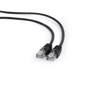 Patchkabel Cat. 5E angespritzter Knickschutz 50μ Stecker, 1 m, Schwarz