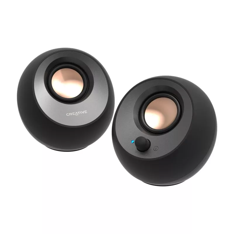 CREATIVE Pebble V3 Minimalistische 2.0 USB-C Desktop-Lautsprecher mit USB-Audio, Clear Dialog Enhancement, Bluetooth 5.0, 8W RMS mit 16W Spitzenleistung
