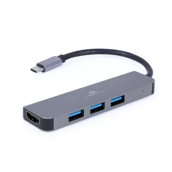 USB-C Laptop-Dock GEMBIRD A-CM-COMBO2-01 — USB 3.2 Gen 1 Type-C, 3× USB-A, 1× HDMI, grau