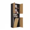 Badezimmer-Hochschrank Top e Shop NEL 1K DK ANT/ART KP – Graphit/Eiche, freistehend, 5 Einlegeböden, 600×300×1740 mm