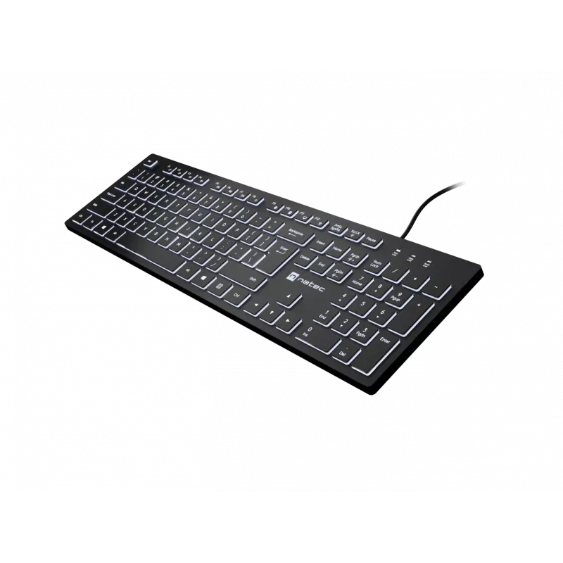 Kabelgebundene Tastatur NATEC HERRING GLOW US-Layout mit weißer Hintergrundbeleuchtung
