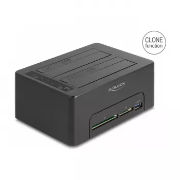 DeLOCK USB Dual-Dockingstation für 2 x SATA HDD SSD Klonfunktion Kartenleser