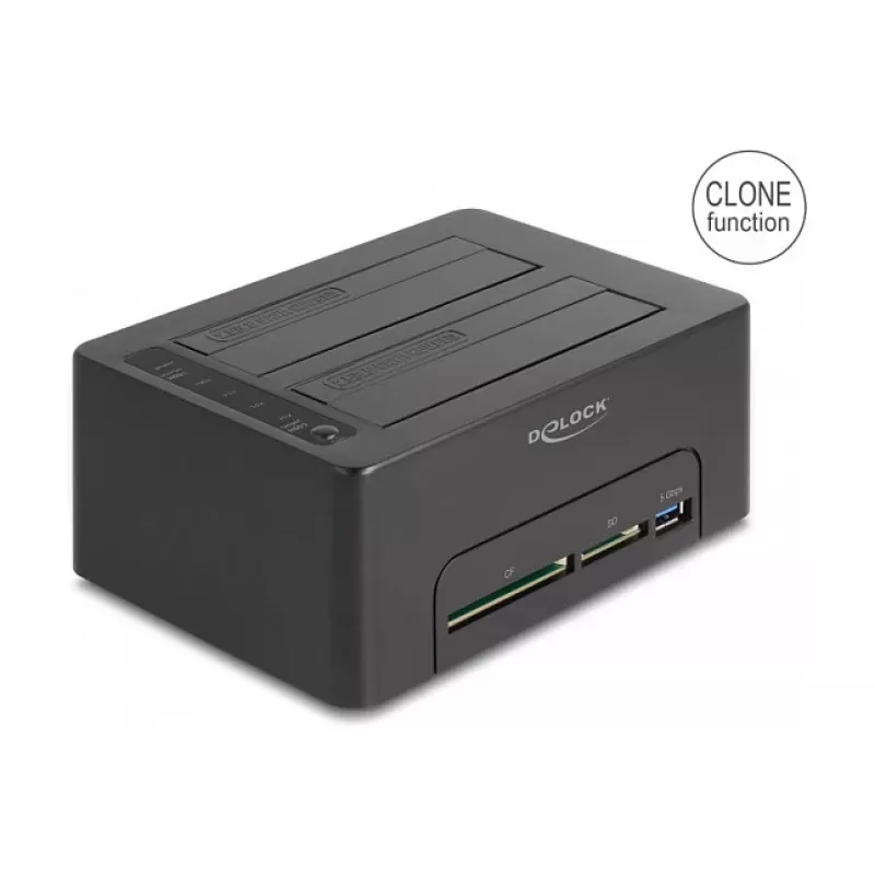 DeLOCK USB Dual-Dockingstation für 2 x SATA HDD SSD Klonfunktion Kartenleser