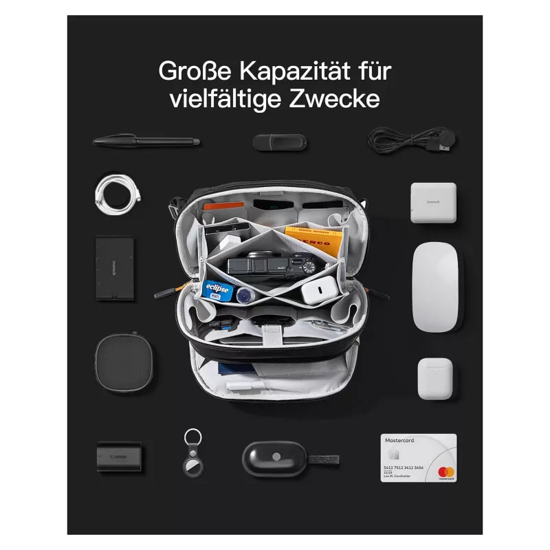 Kabeltasche Inateck AB03010 — Organizer-Tasche 27 × 15,8 × 11 cm, schwarz