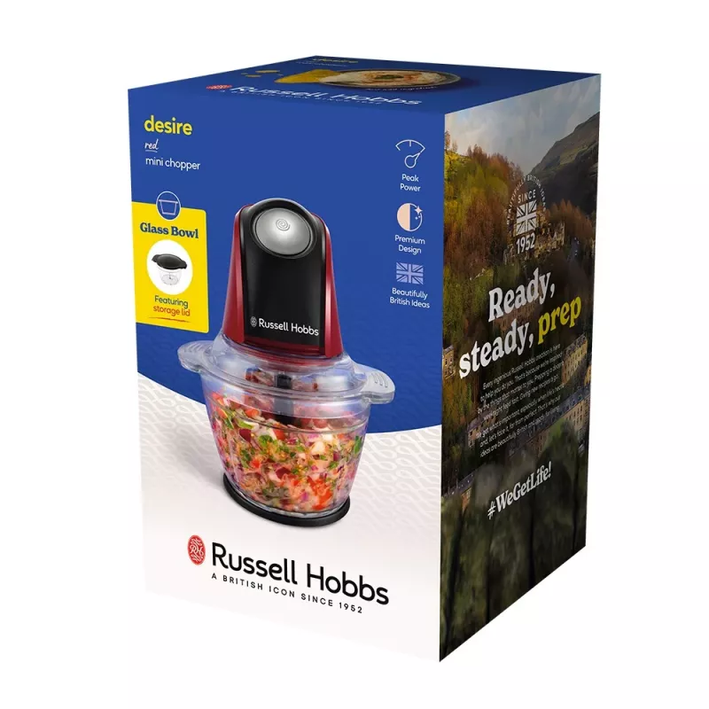 Russell Hobbs 27130-56 elektrischer Zerkleinerer 0,5 L 200 W Schwarz, Rot, Transparent