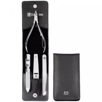 ZWILLING 97438-004-0 4-teiliges Maniküreset im schwarzen Lederetui