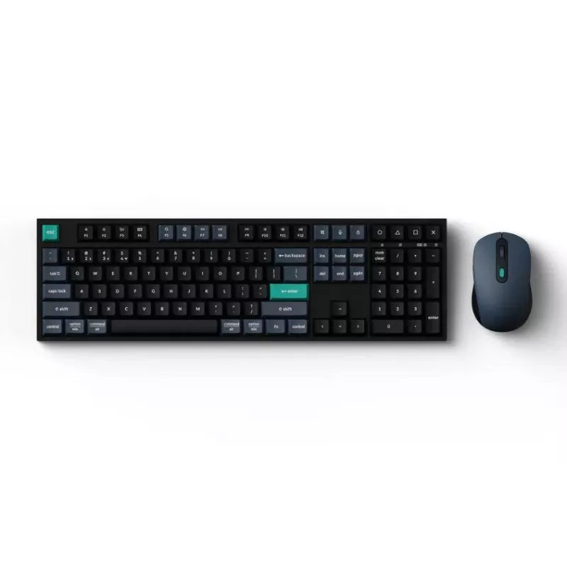 Keychron B36 + BM25 Tastatur-Maus-Set, Full-Size 100% QWERTY Englisch, USB + Funk + Bluetooth, Scherenschalter, Schwarz, Maus inklusive