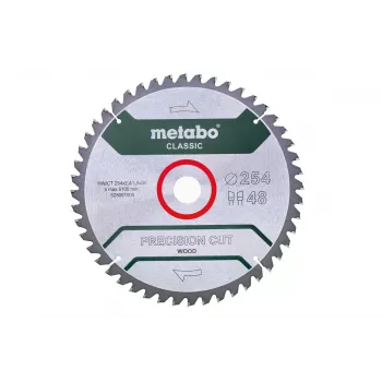 Metabo 628061000 Precision Cut Wood Classic Kreissägeblatt, 254 x 30 mm, 48 Zähne