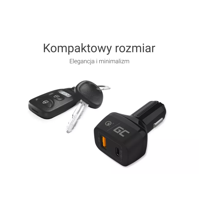 KFZ-Ladegerät Grün Cell CAD33, 42 W, USB-C PD + USB-A QC3.0, 12/24 V Eingang, 5–12 V Ausgang