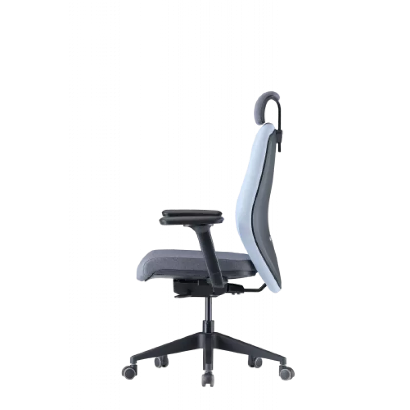 Up Up Athene ergonomischer Bürostuhl Schwarz, Grau + Blauer Stoff