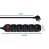 Power-Verlängerung ESPERANZA ELK215K – 3 m Kabel, 5 Typ-E-Schutzkontaktsteckdosen, für den Innenbereich, schwarz