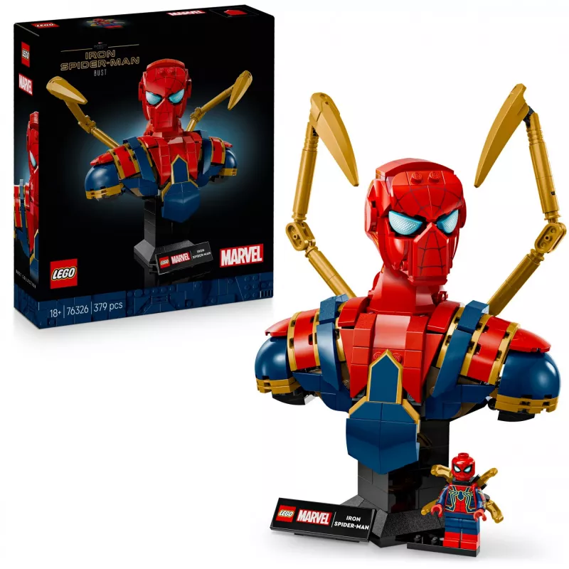 LEGO Marvel Sammlerbüste Iron Spider-Man 76326, 379 Teile, 18+ Ausstellungsmodell, 170×200×110 mm