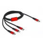 USB-Ladekabel DeLOCK 3-in-1 USB Type-C auf Lightning Micro USB USB Type-C 1 m schwarz rot
