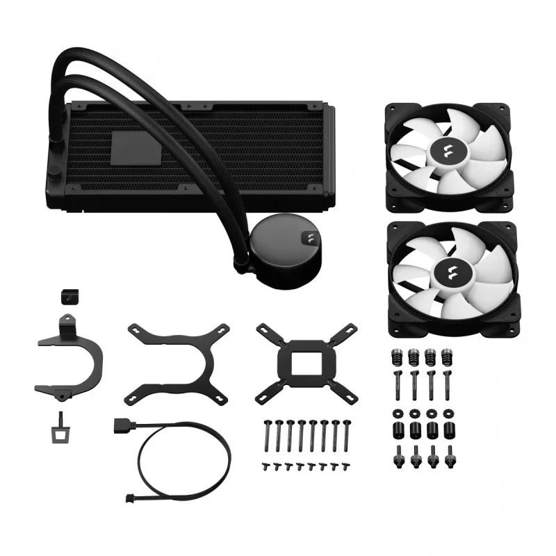 All-in-One-Flüssigkeitskühler Fractal Design Lumen S24 v2 RGB — 240-mm-Radiator, 120-mm-RGB-Lüfter, Schwarz