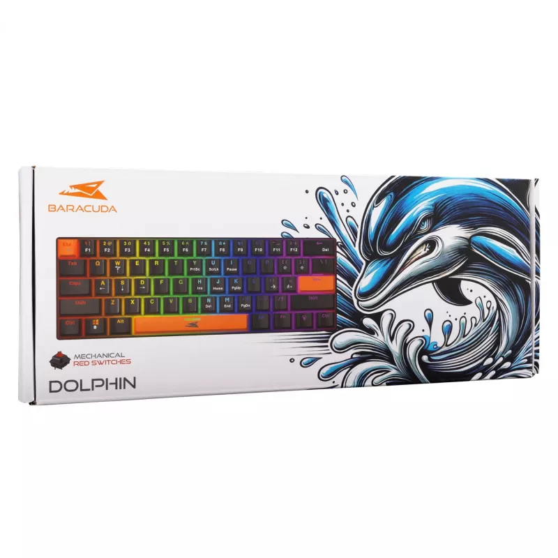 Mechanische Tastatur Baracuda Dolphin Schwarz US-Layout mit Red Switches