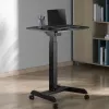 Tragbarer Computertisch mit Rollen, höhenverstellbarer Sitz-Steh-Schreibtisch bis max. 113 cm, bis 30 Grad neigbar, Schwarz