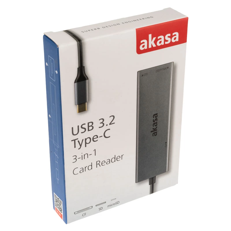 Kartenleser Akasa AK-CR-09BK USB 2.0 Type-C Grau