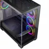 PC-Gehäuse MODECOM Volcano Stellar 5F ATX Midi Tower, gehärtetes Glas, 5 vorinstallierte Lüfter, USB‑C, unterstützt microATX/ATX, max. GPU 420 mm, CPU-Kühlerhöhe 175 mm