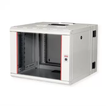 ROLINE 19-Zoll-Wandgehäuse Pro 7HE, 600x600 BxT, zweiteilige Schwenkausführung, grau, IP20, 50 kg Tragfähigkeit
