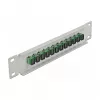 Glasfaser-Patchpanel DeLOCK 10 Zoll 12 Port SC Simplex grün 1HE grau