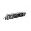 Steckdosenleiste LANBERG PDU-03E-0200-BK — 1HE, 3x Typ-E-Steckdosen, 220–250 V, 16 A, 2 m Kabel, schwarz
