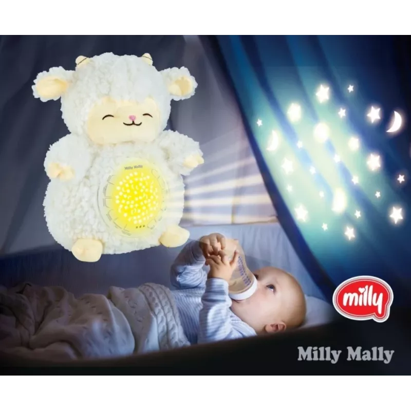 Plüsch-Projektor-Spielzeug milly mally Schaf Projektor Plüschtier Modell 5664 für Kleinkinder — sanftes Nachtlicht