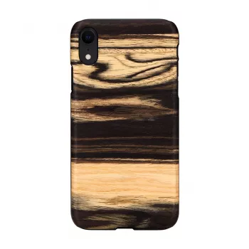 Handyhülle man and wood für iPhone XR — weiß Ebenholz schwarze Holzrückseite, schützende Schale