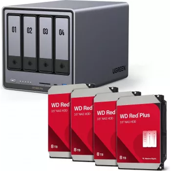 UGREEN NAS HDD Kit DXP4800 Plus+ mit 4 x Western Digital WD80EFPX 8 TB-Festplatten (Modell 35261 & 4x WD80EFPX)