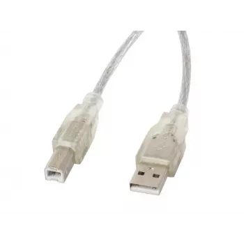 USB-2.0-Kabel LANBERG CA-USBA-12CC-0018-TR, USB A (Stecker) auf USB B (Stecker), 1,8 m, transparent