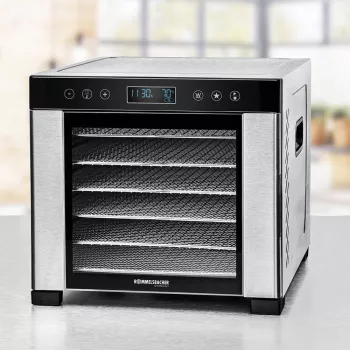 ROMMELSBACHER DA 950 Dörrautomat 600 W, 6 Etagen, LCD, 99 h Timer, 6000 cm², 380 x 394 mm, Edelstahl/Schwarz