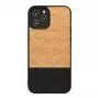 Handyhülle Man and Wood für iPhone 12 / 12 Pro — Fischgrätmuster Nero Schwarz