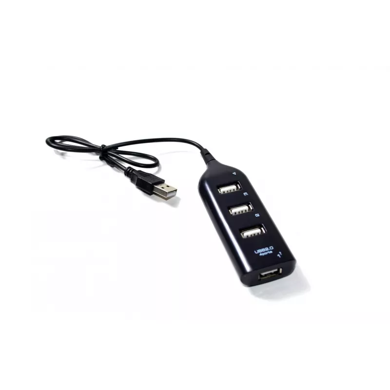VAKOSS USB-Hub TC-234UX — 4-Port-USB-2.0-Hub, DC-Stromversorgung (5 V, 1 A), schwarz