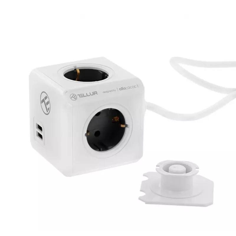 Mehrfachsteckdose Tellur Power Cube Extended 4 Steckdosen 2 USB-Anschlüsse