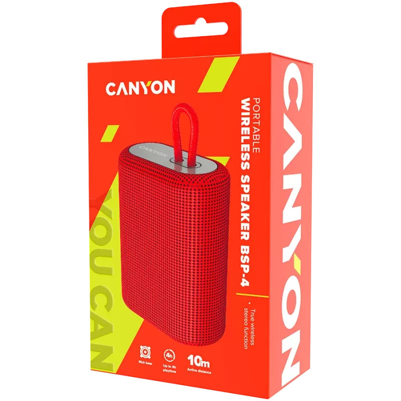 Canyon Bluetooth-Lautsprecher BSP-4 TF-Reader/USB-C/5W rot Einzelhandel