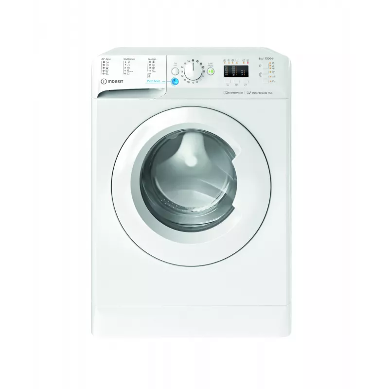 Waschmaschine Indesit BWSA 61294 W EU N — Frontlader, 6 kg, 1151 U/min, Tiefe 42,5 cm, Breite 59,5 cm, Anzeige, Big Digit, Weiß, Energieklasse C
