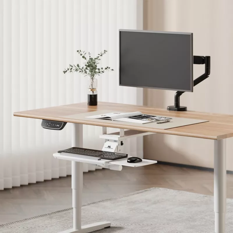 Tastaturhalterung MACLEAN MC-156 W — verstellbare Untertisch-Ablage, max. Belastung 5 kg