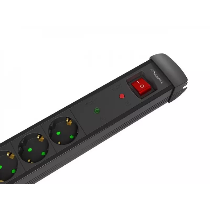 Stromverlängerungskabel Lanberg SP1-05F-0500-BK 5m 5 Schutzkontakt-Steckdosen Innenbereich Schwarz