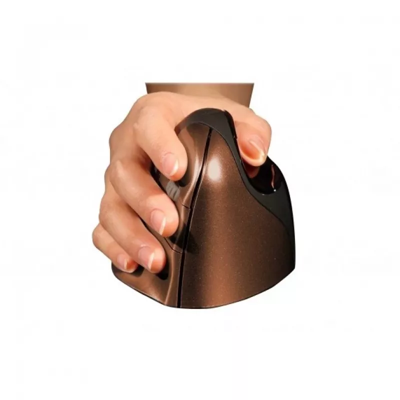 BakkerElkhuizen Evoluent 4 Small Wireless, rechtshändig, vertikales Design, Laser, RF Wireless, 2600 DPI, Schwarz, Braun