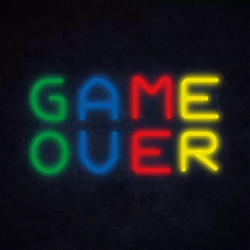 Neon-Schild MANTA SNL102MT — beleuchtete Wanddekoration im „Game Over“-Stil, steckbares LED-Neoneffekt