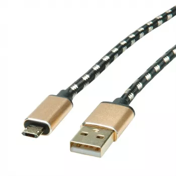 ROLINE 11.02.8820 USB-Kabel 1,8 m USB 2.0 USB-C Micro-USB B Schwarz - Gold (11.02.8820)