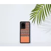 Handyhülle man and wood für Samsung Galaxy S20 Ultra — braunes Karomuster mit schwarzer Umrandung